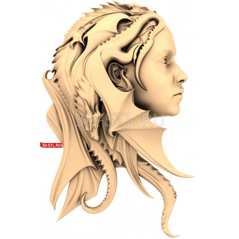 Woman and Dragons | STL - 3D model for CNC