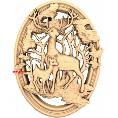 Deer in the forest | STL - 3D model for CNC
