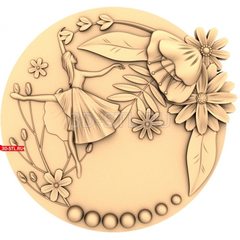 Ballerina and Flowers | STL - 3D model for CNC