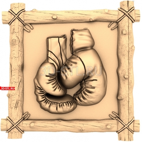Boxing gloves in a wooden frame | STL - 3D model for CNC