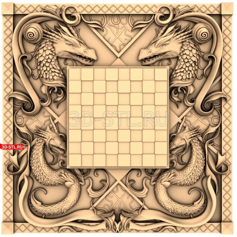 Chessboard | STL - 3D model for CNC